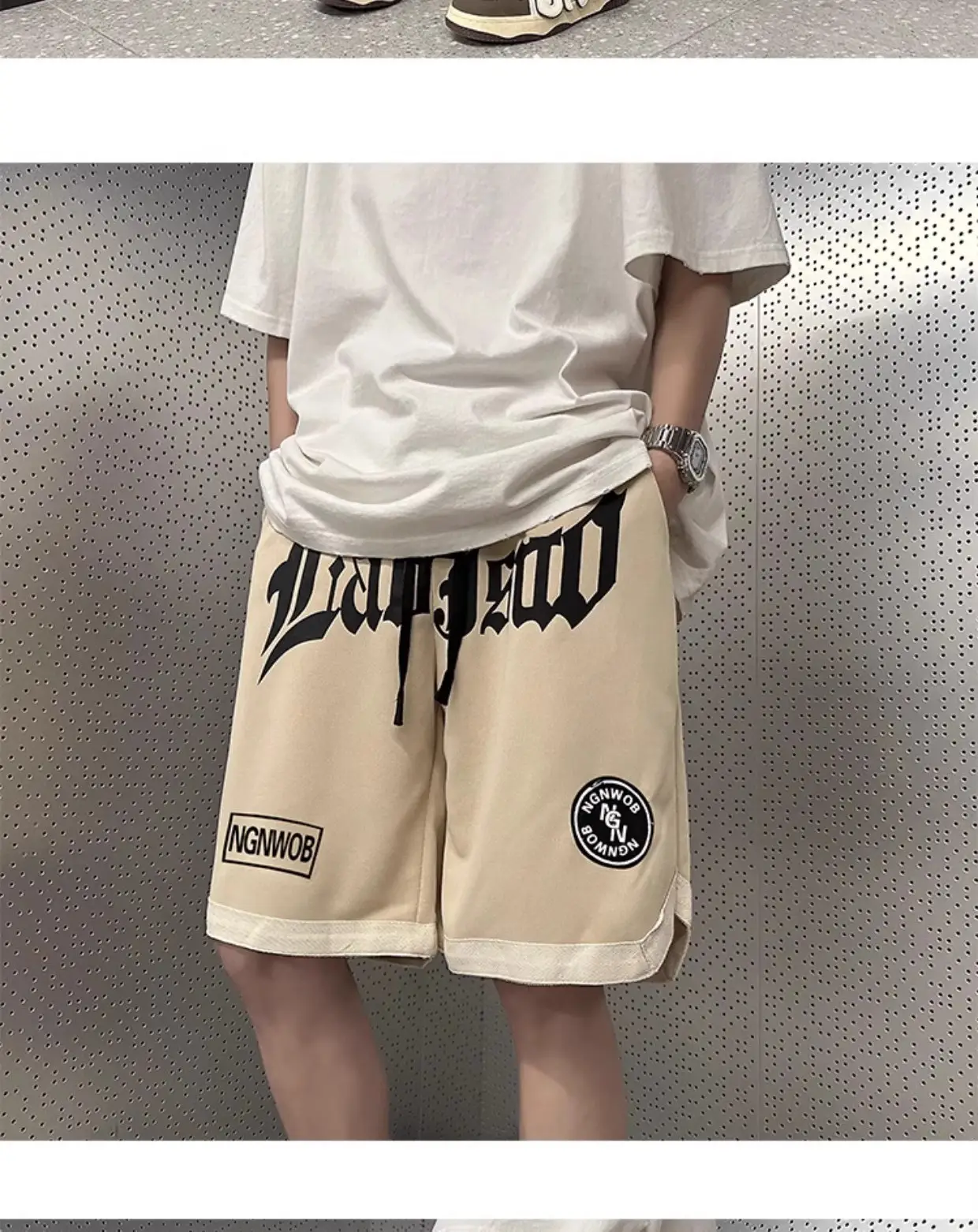 American Hip Hop Basketball Shorts Men Maroon Plus Size — feature 13