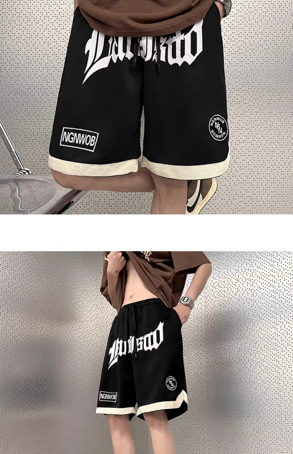 American Hip Hop Basketball Shorts Men Maroon Plus Size — feature 3