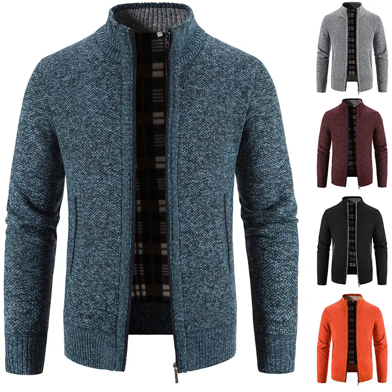 Men's Grey Knitted Casual Cardigan Coat