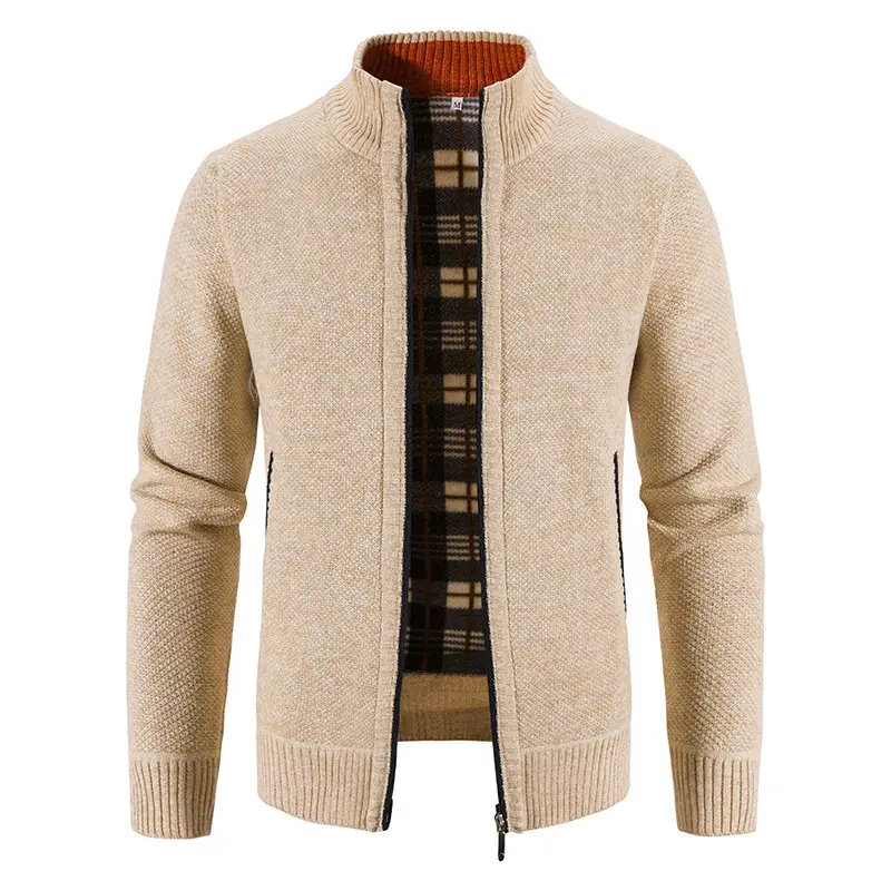 Men's Grey Knitted Casual Cardigan Coat
