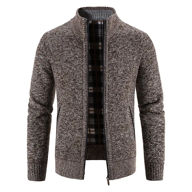 Men's Grey Knitted Casual Cardigan Coat