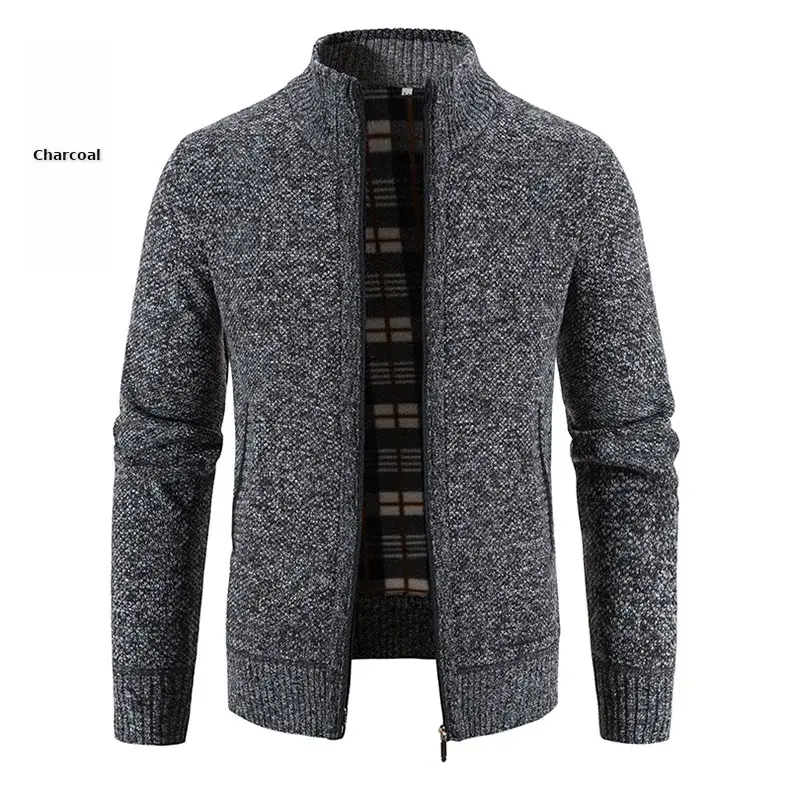 Men's Grey Knitted Casual Cardigan Coat — feature 17