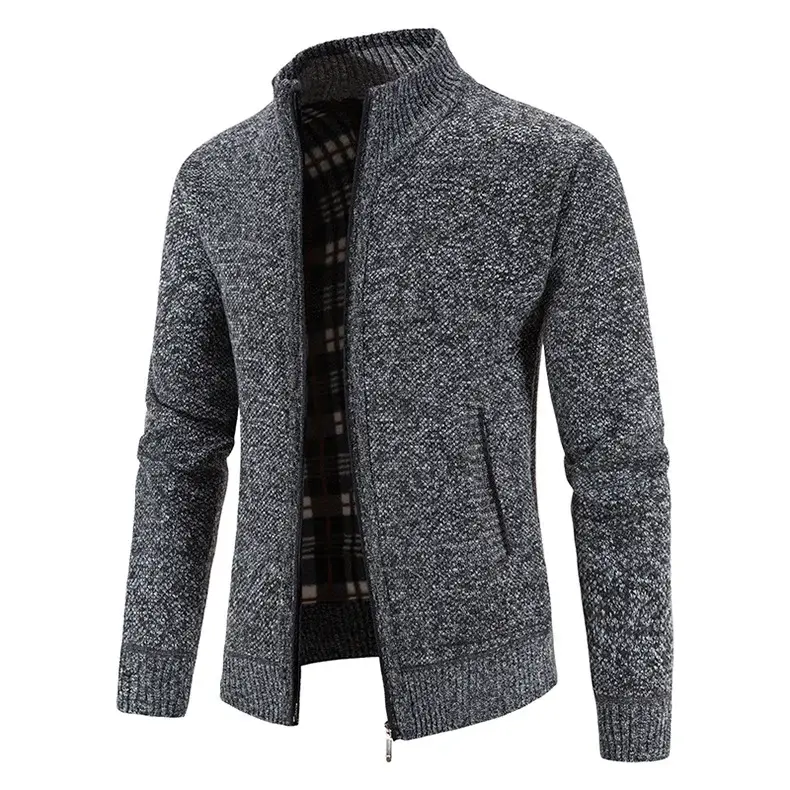 Men's Grey Knitted Casual Cardigan Coat — feature 18
