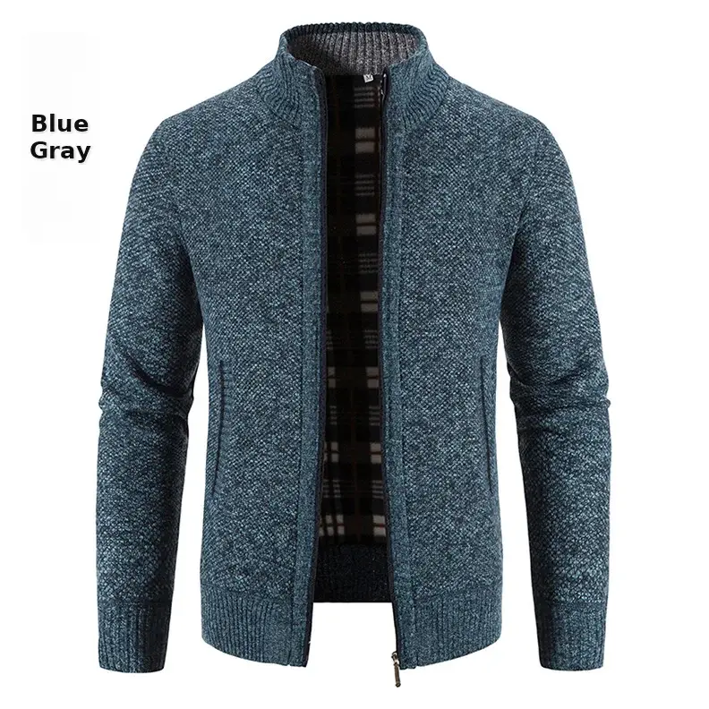 Men's Grey Knitted Casual Cardigan Coat — feature 2