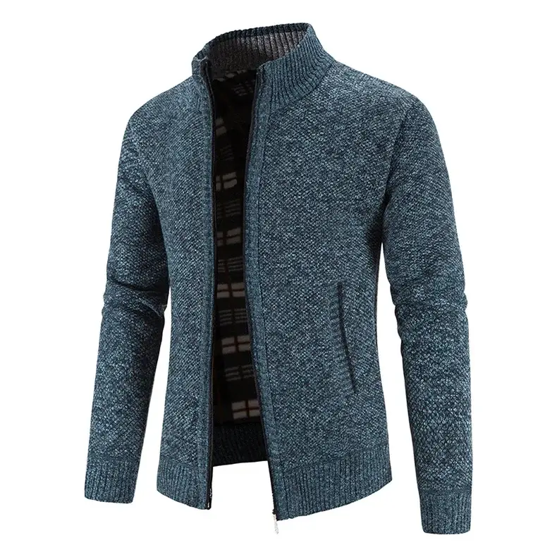 Men's Grey Knitted Casual Cardigan Coat — feature 3