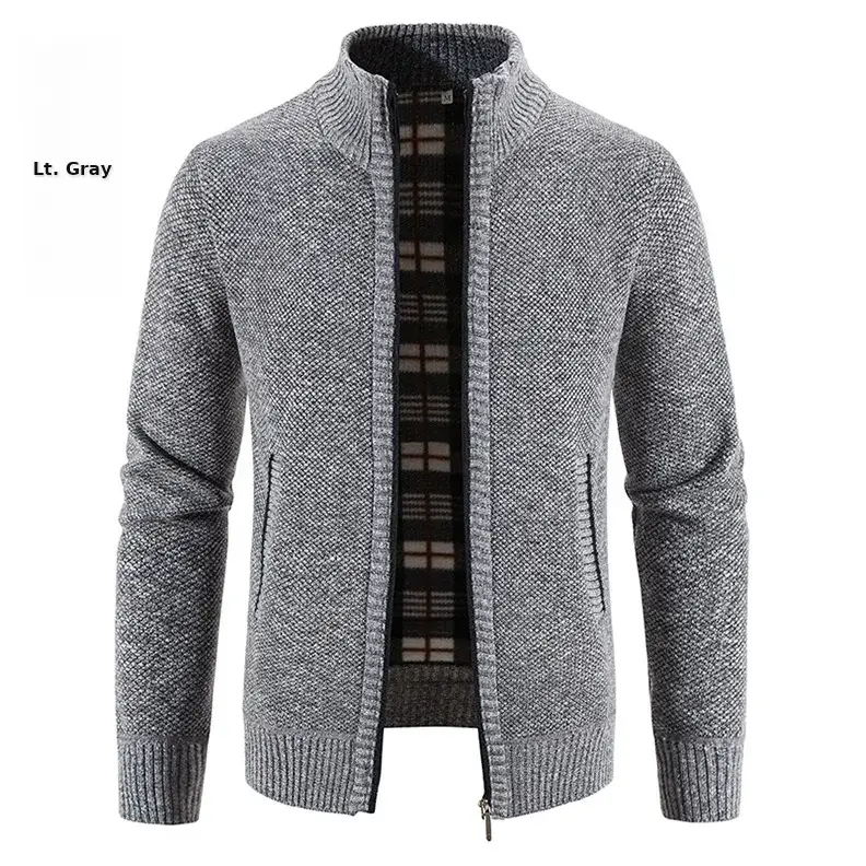 Men's Grey Knitted Casual Cardigan Coat — feature 5