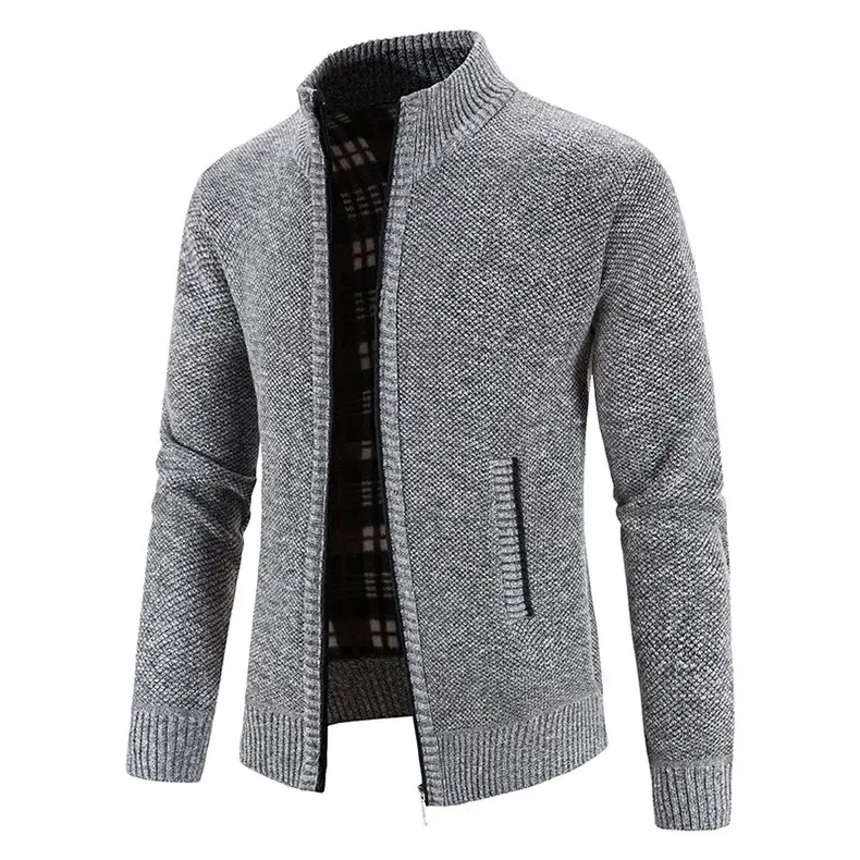 Men's Grey Knitted Casual Cardigan Coat — feature 6