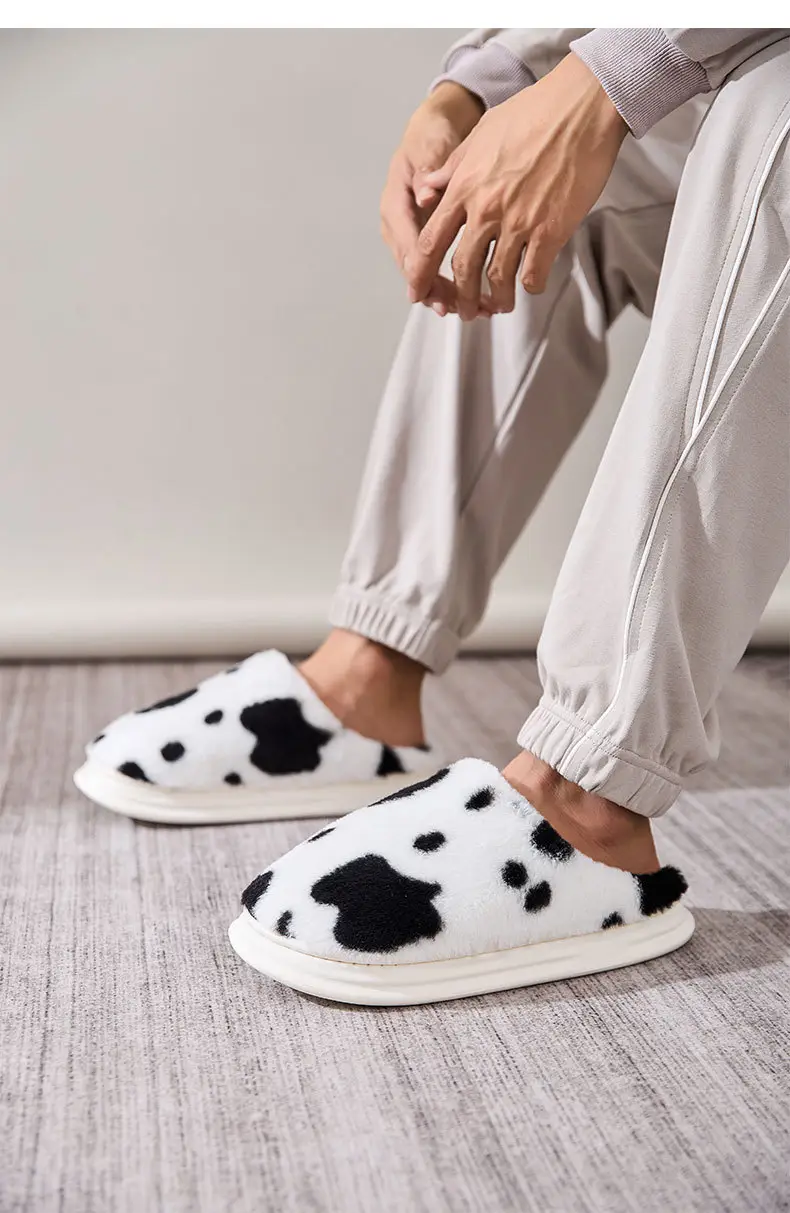 Cross-Border Spotted Furry Slippers, Home Non-Slip Cotton Slippers for Women, Fleece-Lined Warm Winter Furry Thick-Soled Slippers for Men — feature 14