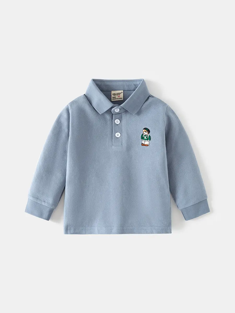 Children's Striped Blue Polo Shirt Set for Boys
