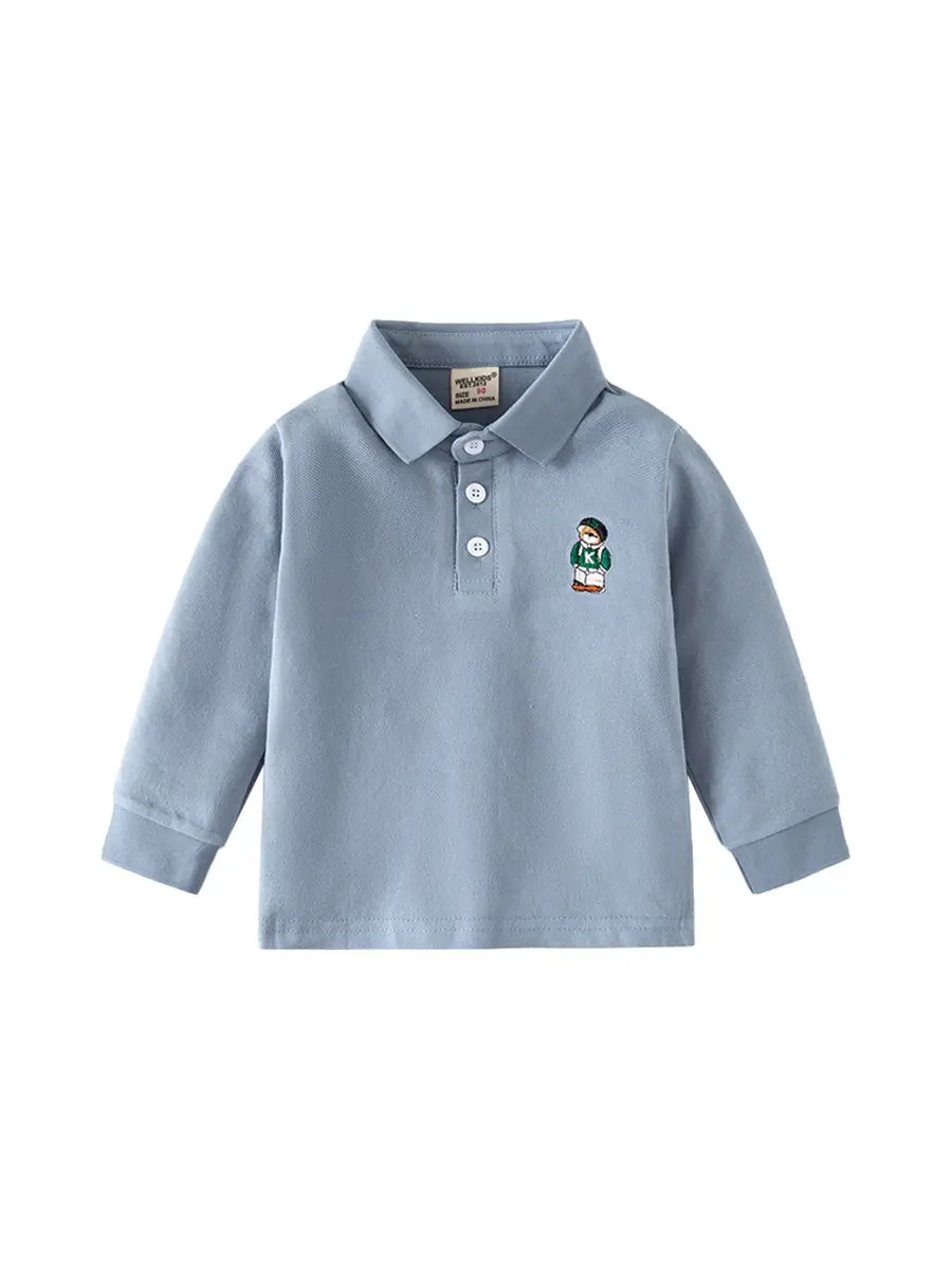 Children's Striped Blue Polo Shirt Set for Boys