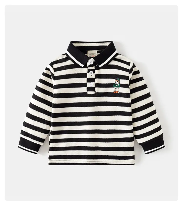 Children's Striped Blue Polo Shirt Set for Boys — feature 1