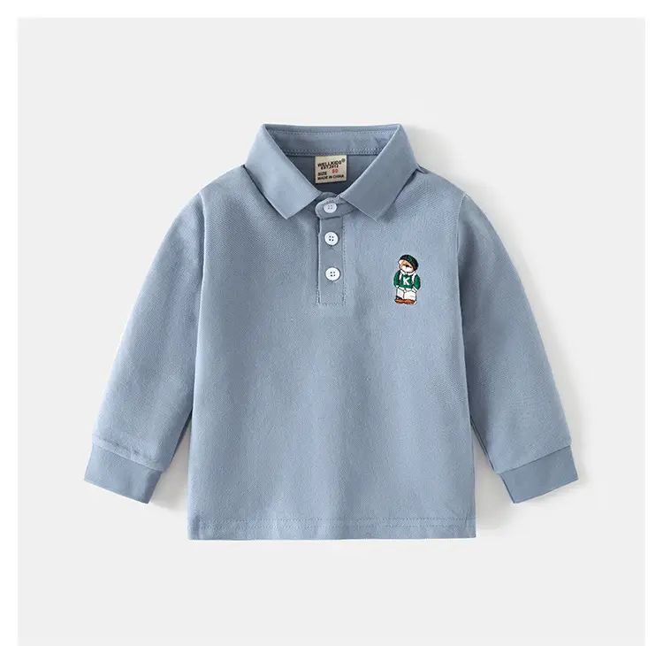 Children's Striped Blue Polo Shirt Set for Boys — feature 10