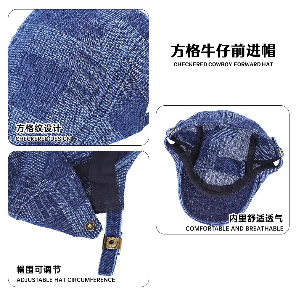 Dark Gray Breathable Denim Cap for Men - Image 7