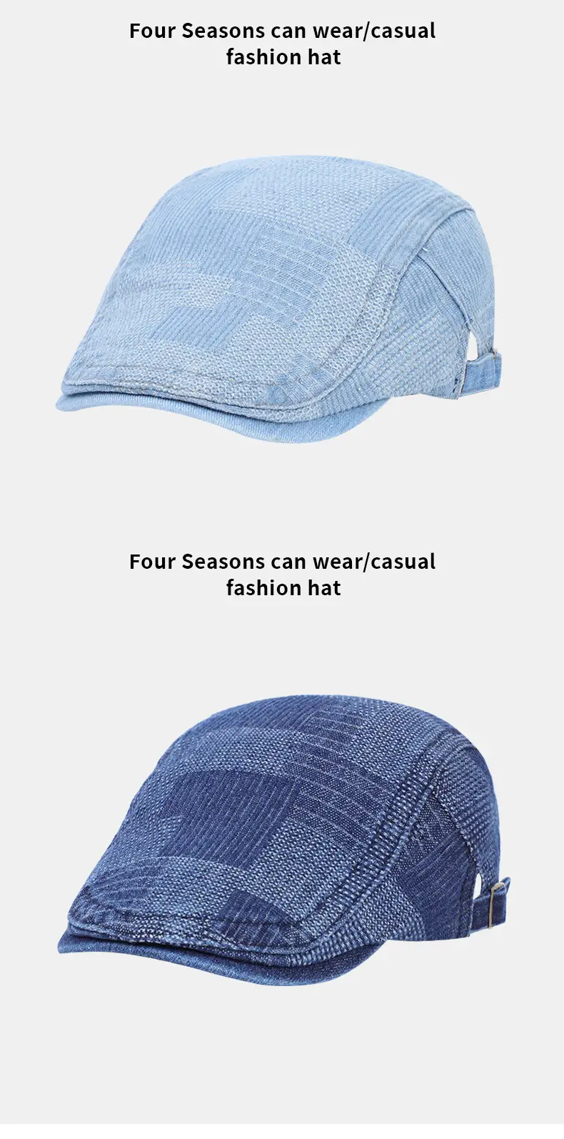 Dark Gray Breathable Denim Cap for Men — feature 7