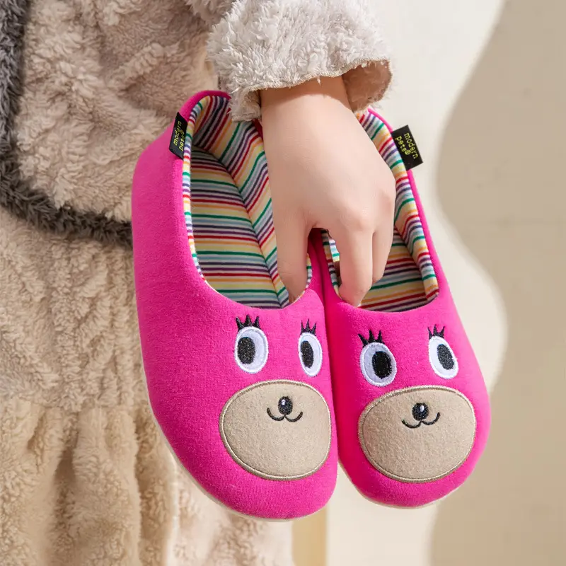 Japanese-style Women's Parent-child Autumn and Winter Cartoon Home Household Indoor Soft-soled Moon Shoes Cotton Slippers Feeling of Stepping on Shit - Image 4