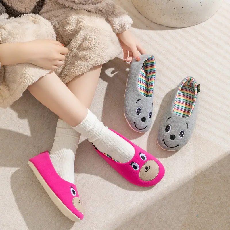 Japanese-style Women's Parent-child Autumn and Winter Cartoon Home Household Indoor Soft-soled Moon Shoes Cotton Slippers Feeling of Stepping on Shit - Image 5