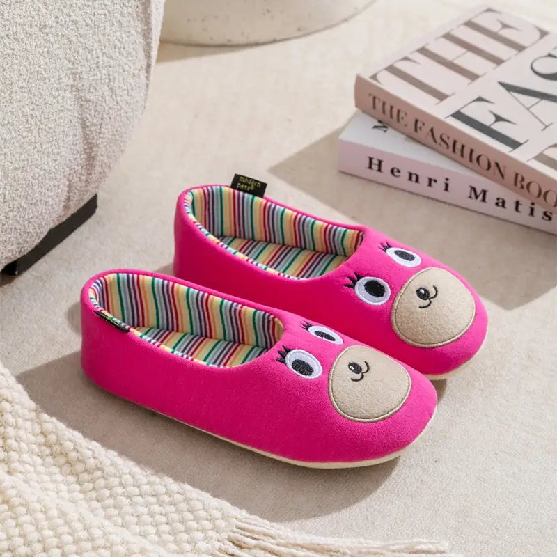 Japanese-style Women's Parent-child Autumn and Winter Cartoon Home Household Indoor Soft-soled Moon Shoes Cotton Slippers Feeling of Stepping on Shit - Image 2