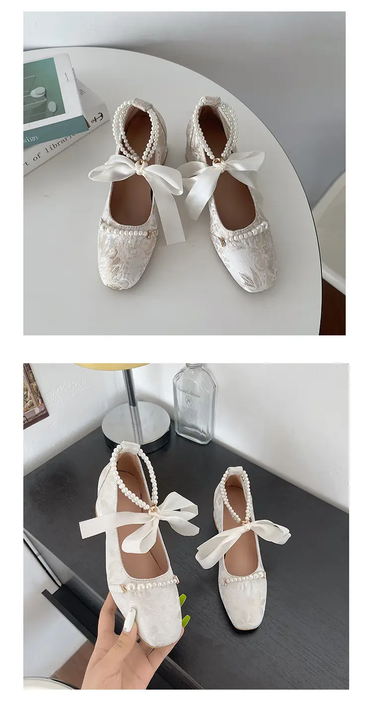High Heels Women's 2025 New New Chinoiserie Pearl Retro Thick Heel Mary Jane Shoes Square Toe Shallow Mouth Versatile Shoes — feature 11