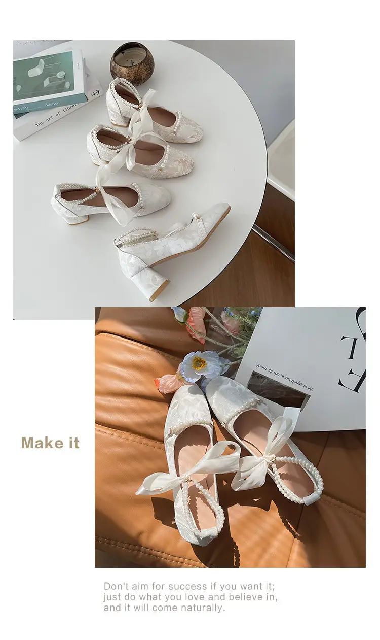 High Heels Women's 2025 New New Chinoiserie Pearl Retro Thick Heel Mary Jane Shoes Square Toe Shallow Mouth Versatile Shoes — feature 13
