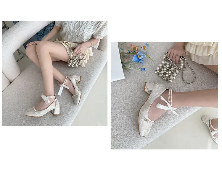 High Heels Women's 2025 New New Chinoiserie Pearl Retro Thick Heel Mary Jane Shoes Square Toe Shallow Mouth Versatile Shoes — feature 14