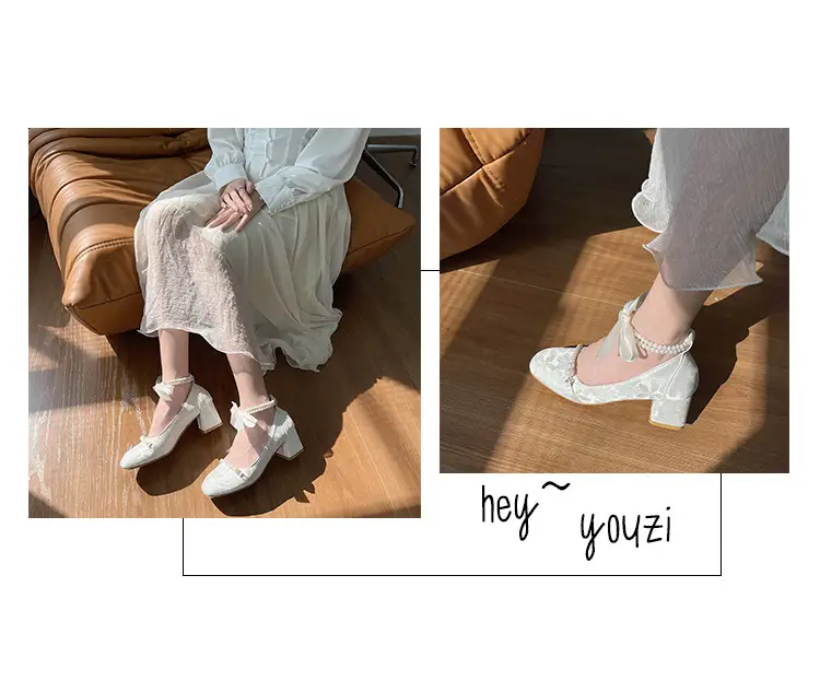 High Heels Women's 2025 New New Chinoiserie Pearl Retro Thick Heel Mary Jane Shoes Square Toe Shallow Mouth Versatile Shoes — feature 8