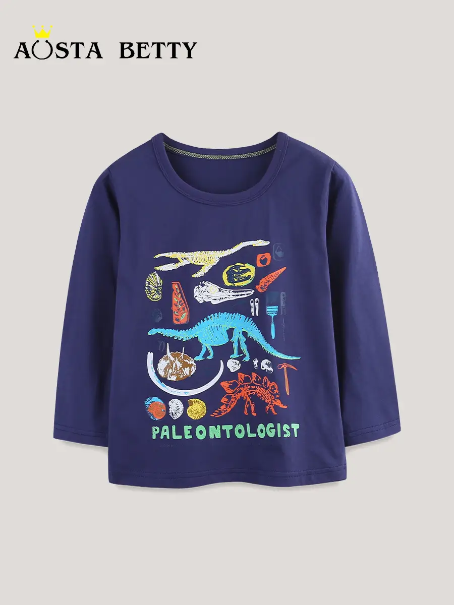 Dinosaur Printed Boys T-Shirt Blue Medium Small - Image 2