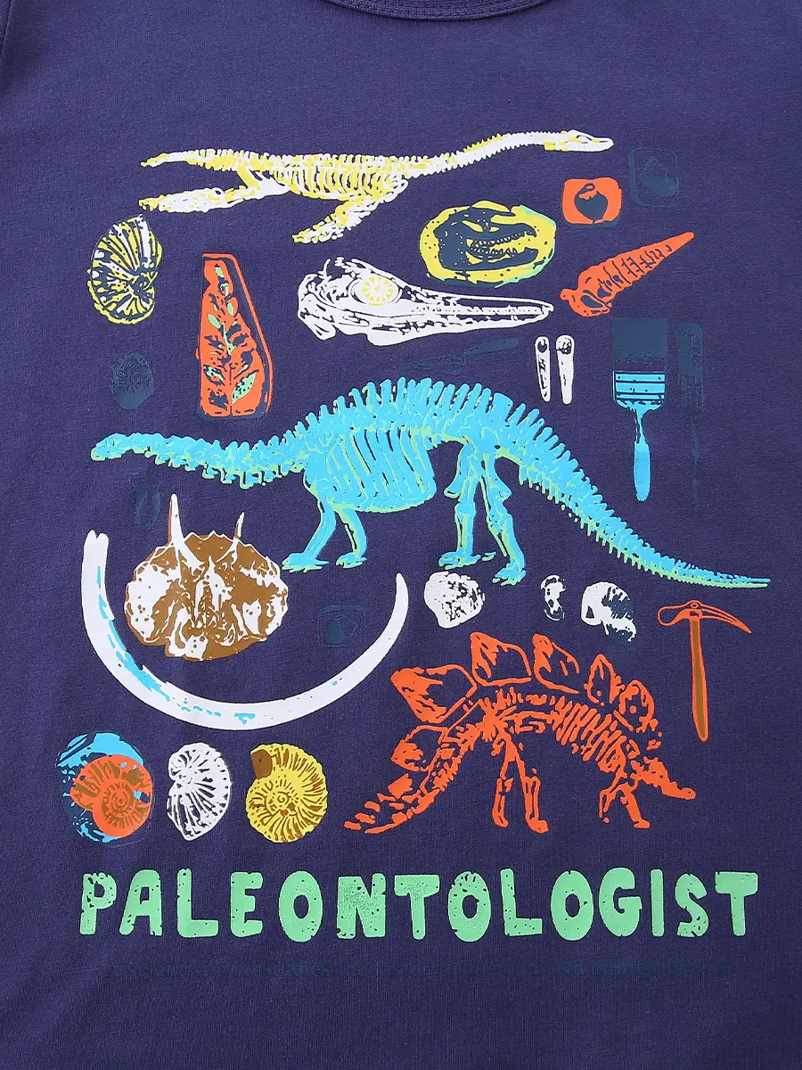 Dinosaur Printed Boys T-Shirt Blue Medium Small - Image 5