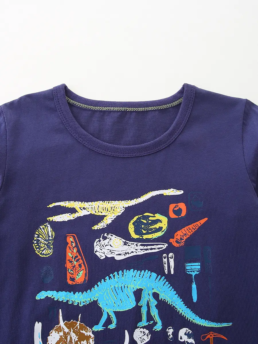 Dinosaur Printed Boys T-Shirt Blue Medium Small - Image 6