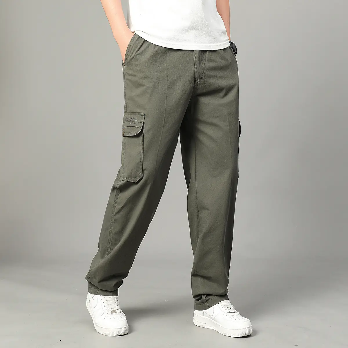 2025 Men Beige Cargo Pants Thin Sports Wear - Image 7