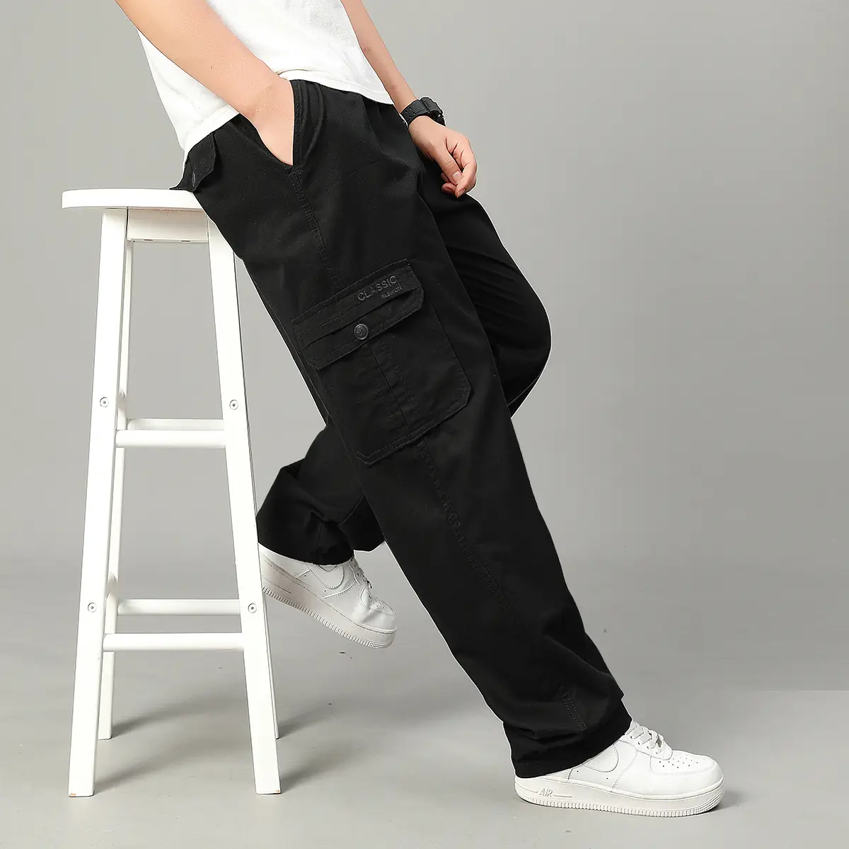 2025 Men Beige Cargo Pants Thin Sports Wear - Image 8