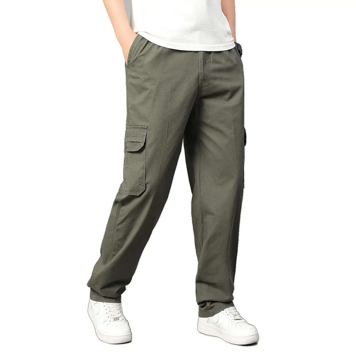 2025 Men Beige Cargo Pants Thin Sports Wear - Image 9