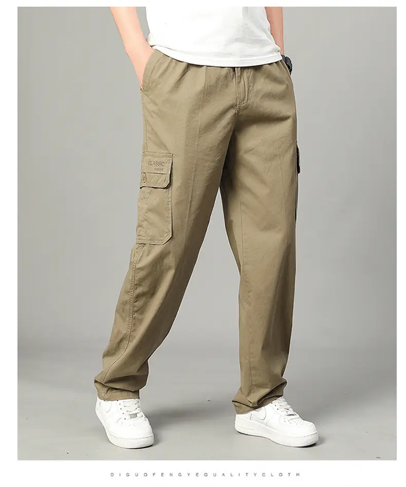 2025 Men Beige Cargo Pants Thin Sports Wear — feature 13