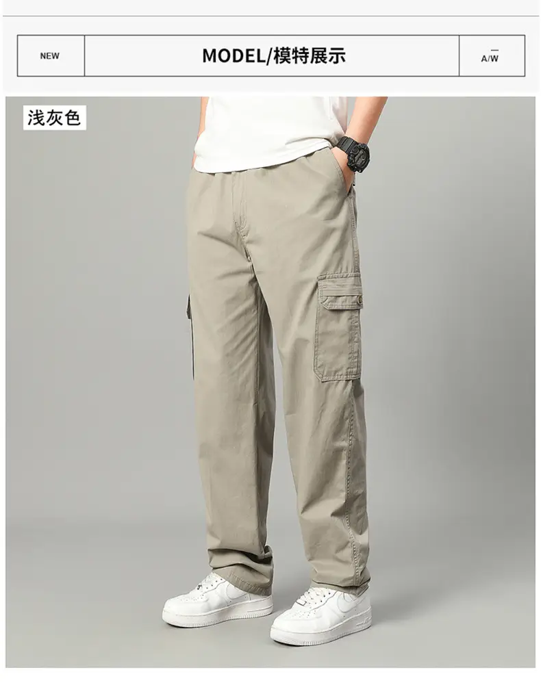 2025 Men Beige Cargo Pants Thin Sports Wear — feature 7