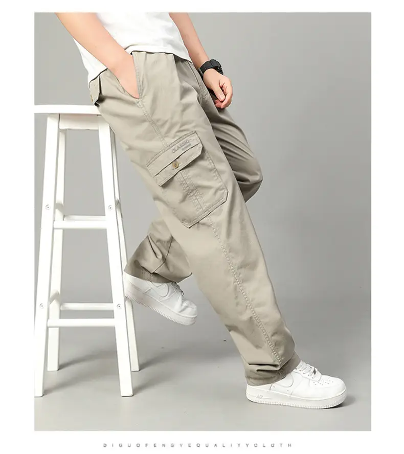 2025 Men Beige Cargo Pants Thin Sports Wear — feature 9