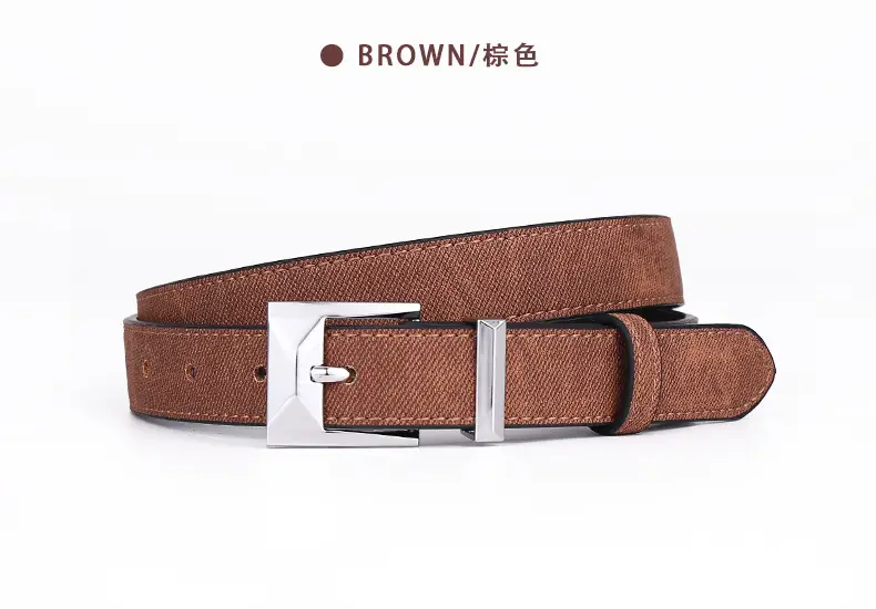 Women's Leather Belt with Cowhide Pin Buckle, 2.5cm Width — feature 21