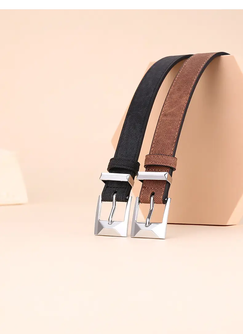 Women's Leather Belt with Cowhide Pin Buckle, 2.5cm Width — feature 23