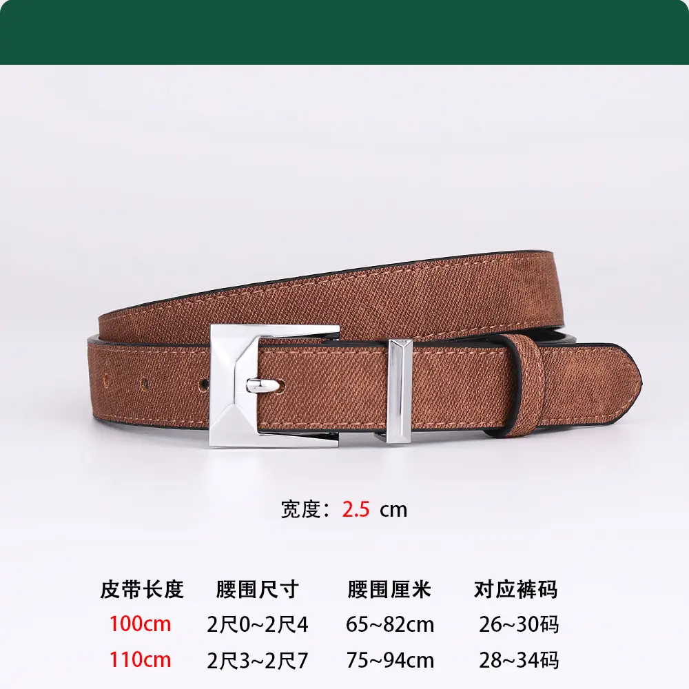 Women's Leather Belt with Cowhide Pin Buckle, 2.5cm Width - Image 2