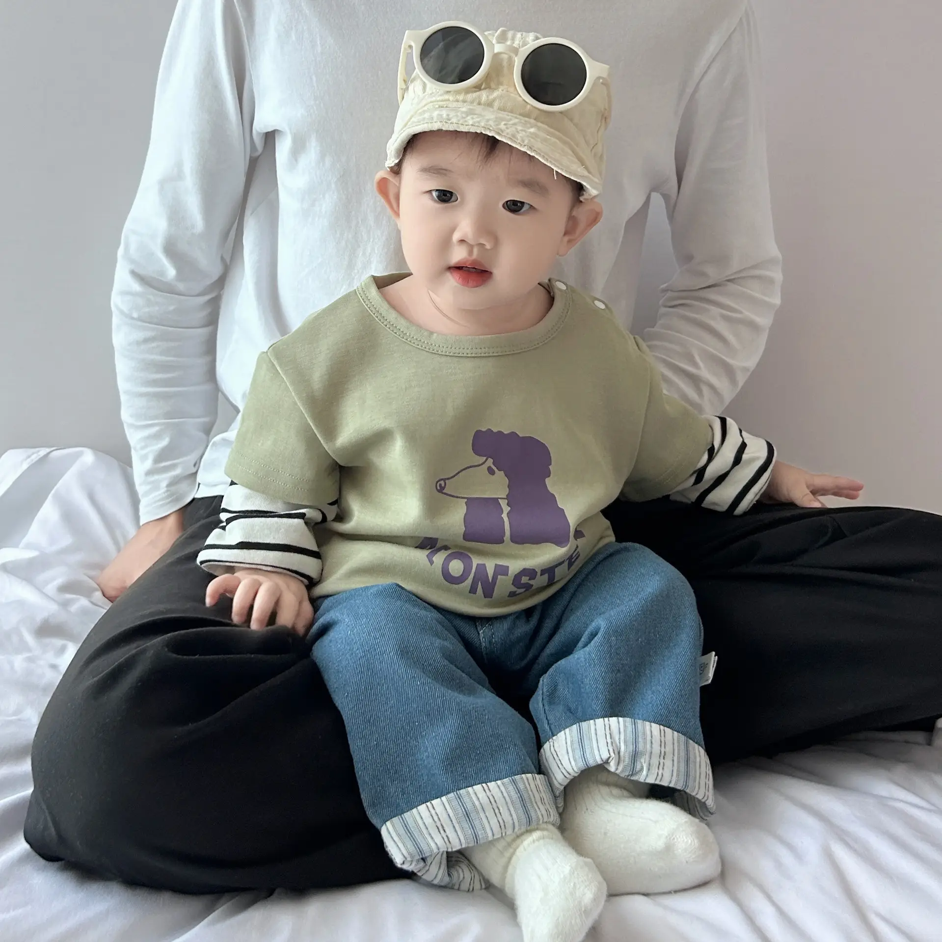 Boys Fake Two-Piece Long Sleeve T-Shirt Purple 2025 - Image 6