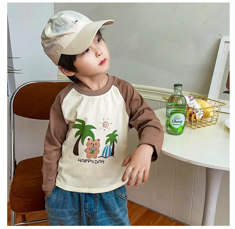 2025 Kids T-Shirt Pure Cotton Boys Orange Cartoon Long Sleeve — feature 15