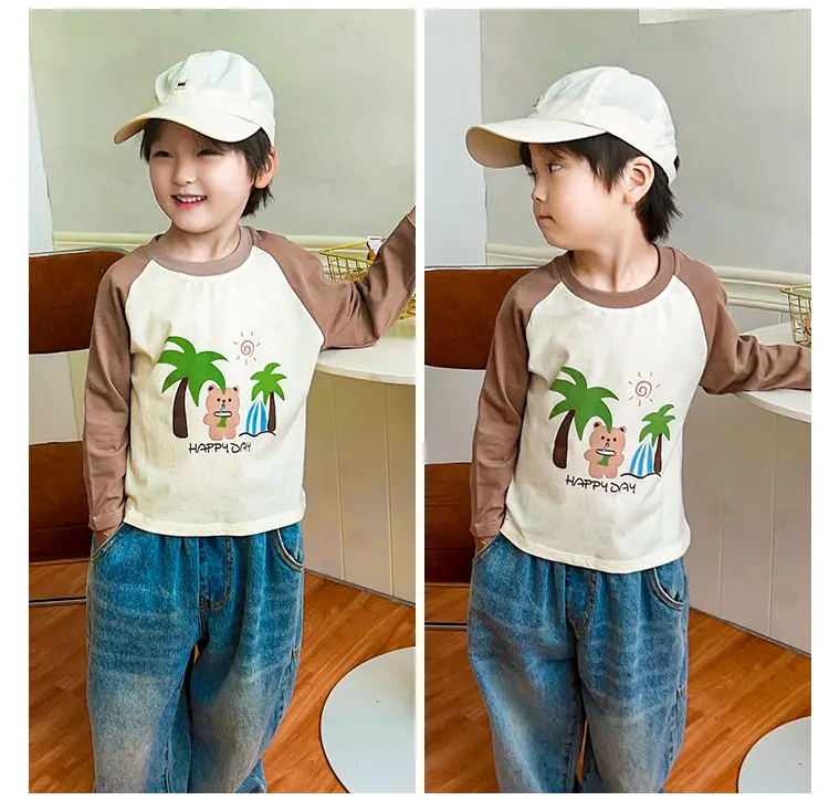 2025 Kids T-Shirt Pure Cotton Boys Orange Cartoon Long Sleeve — feature 16