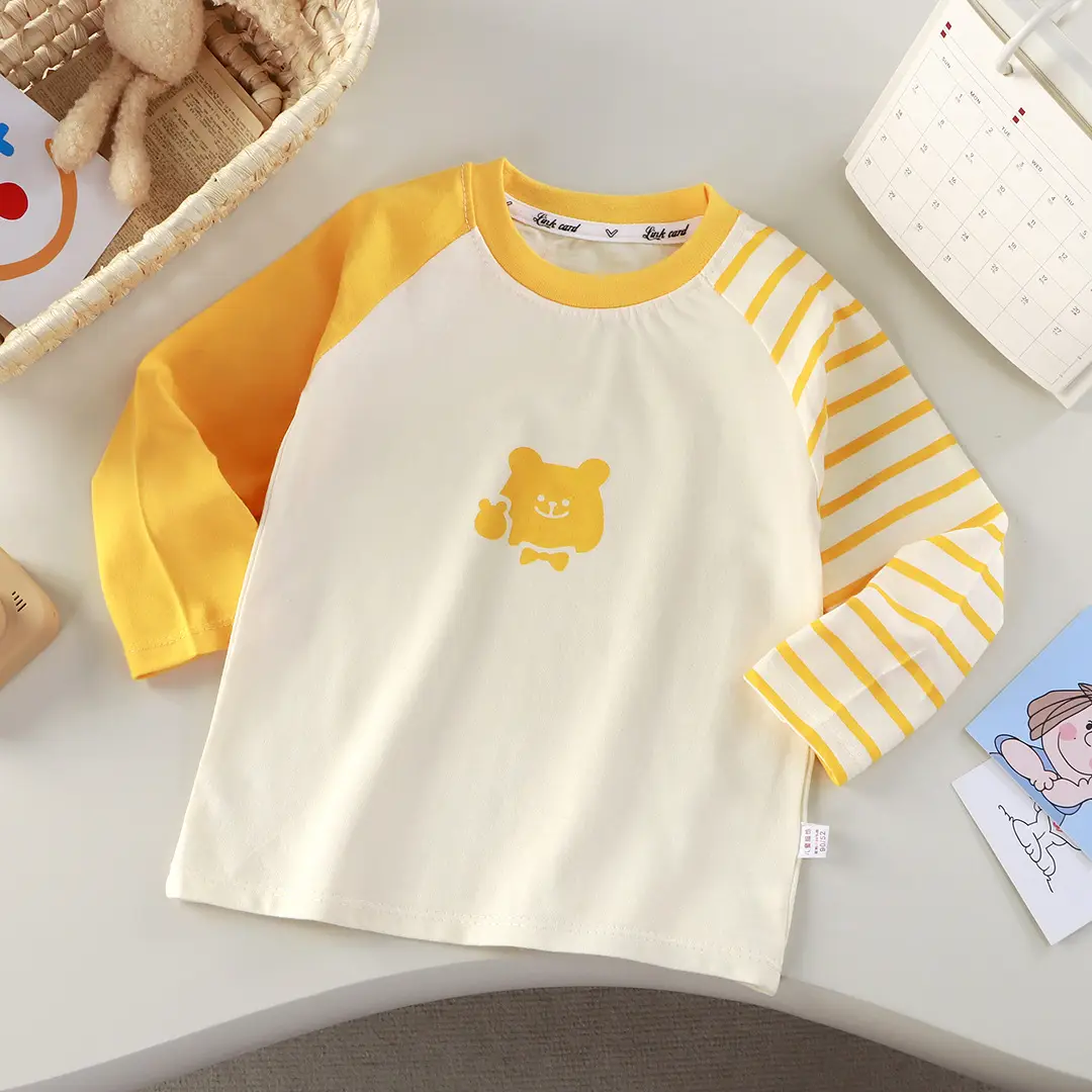 2025 Kids T-Shirt Pure Cotton Boys Orange Cartoon Long Sleeve - Image 15