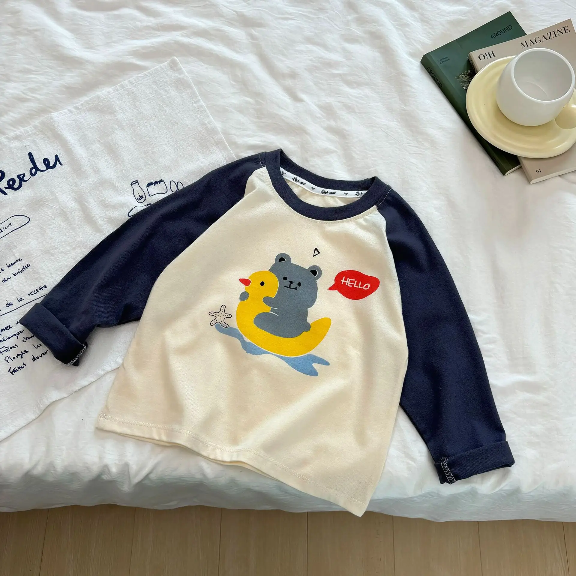 2025 Kids T-Shirt Pure Cotton Boys Orange Cartoon Long Sleeve - Image 8