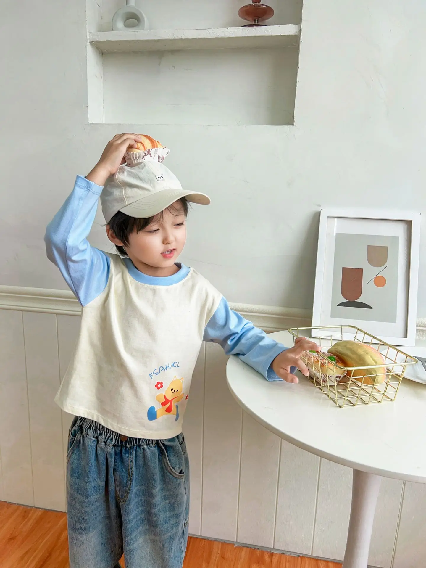 2025 Kids T-Shirt Pure Cotton Boys Orange Cartoon Long Sleeve - Image 9