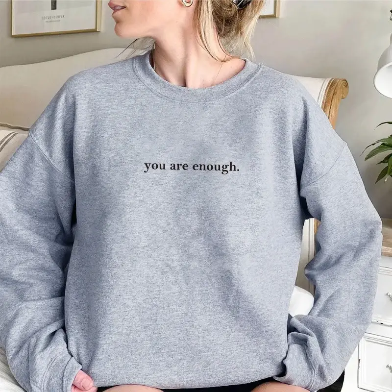 Women Fleece Letter Printed Sweater Brown Casual Top — feature 3