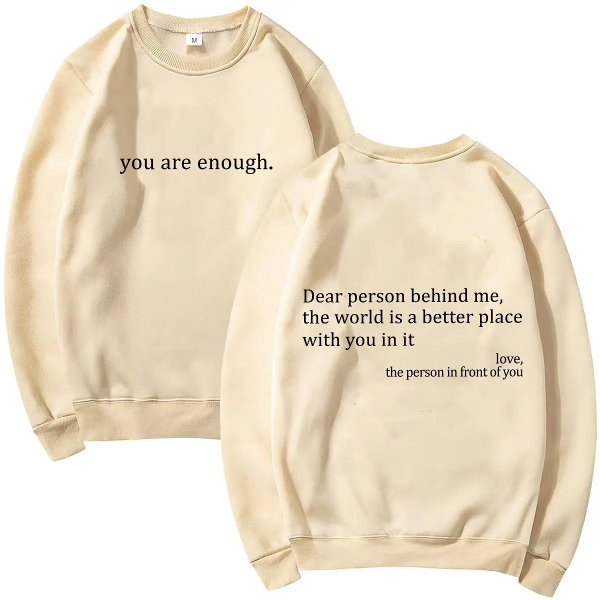 Women Fleece Letter Printed Sweater Brown Casual Top - Image 6