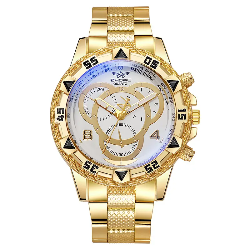 Men's White Gold Chronograph Watch with White Strap — feature 10