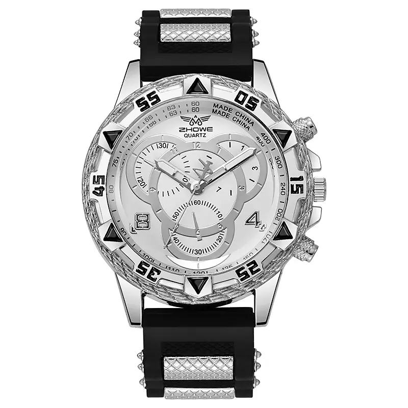 Men's White Gold Chronograph Watch with White Strap — feature 7
