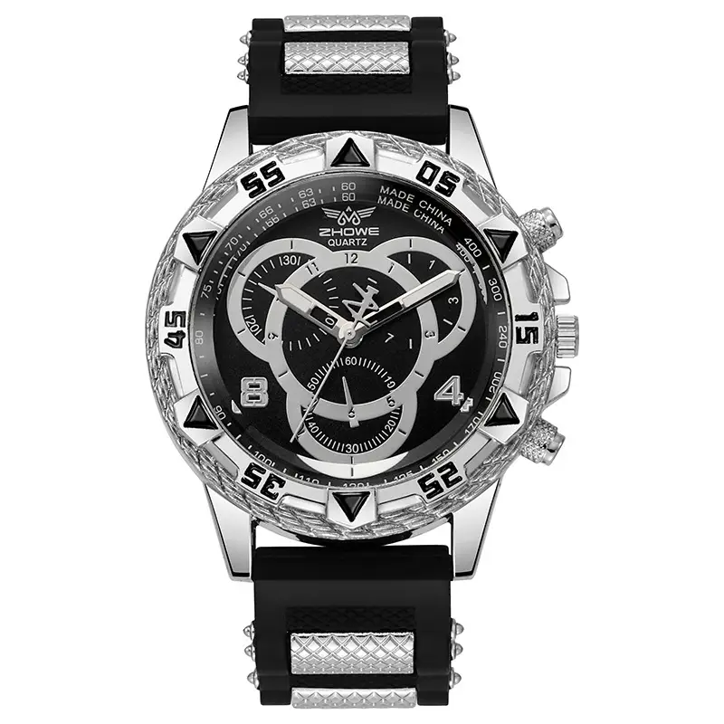 Men's White Gold Chronograph Watch with White Strap - Image 5