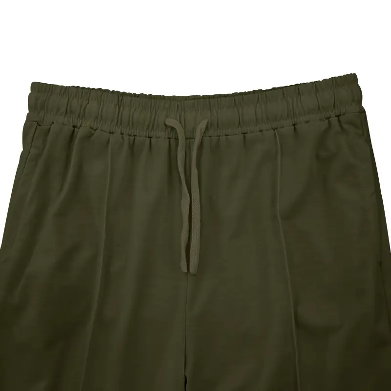Men's Olive Green Loose Straight Leg Pants Spring Summer — feature 31