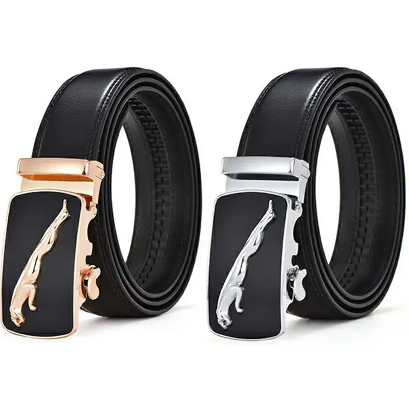 Black Leather Belt for Men Automatic Buckle